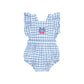 Huxbaby Dusty Blue Gingham Bow Playsuit