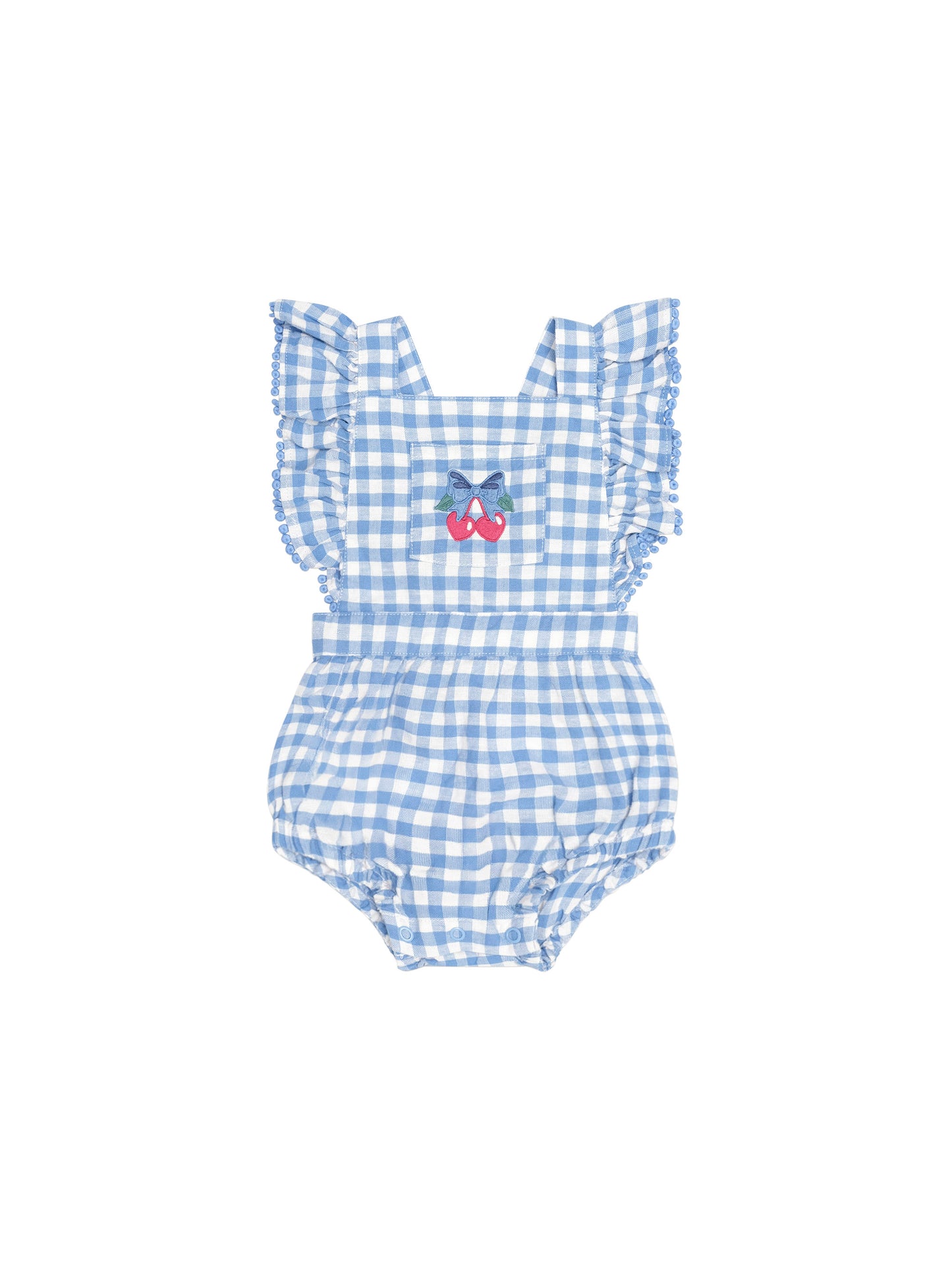 Huxbaby Dusty Blue Gingham Bow Playsuit