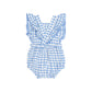 Huxbaby Dusty Blue Gingham Bow Playsuit