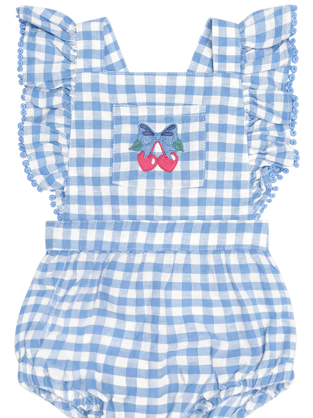 Huxbaby Dusty Blue Gingham Bow Playsuit