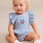 Huxbaby Dusty Blue Gingham Bow Playsuit