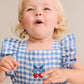 Huxbaby Dusty Blue Gingham Bow Playsuit