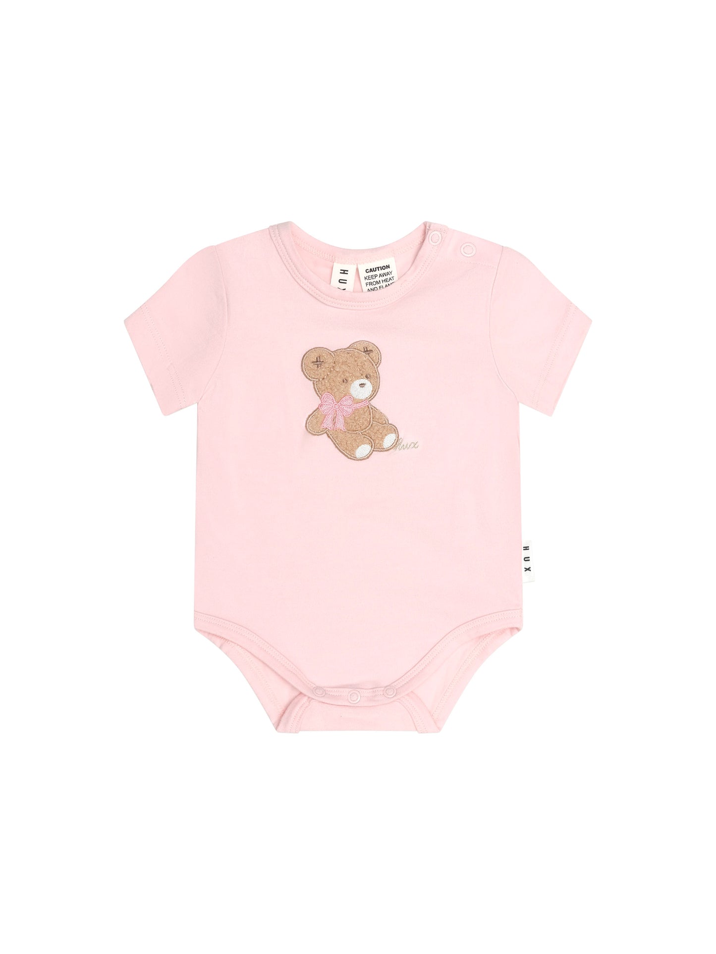 Huxbaby Bow Huxette Short Sleeve Bodysuit Baby Pink