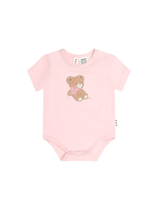 Huxbaby Bow Huxette Short Sleeve Bodysuit Baby Pink