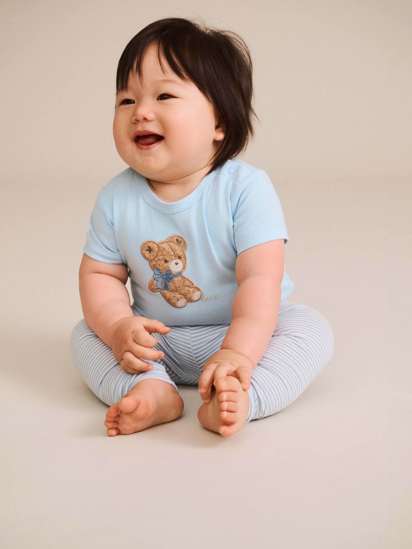 Huxbaby Bow Hux Short Sleeve Bodysuit Baby Blue