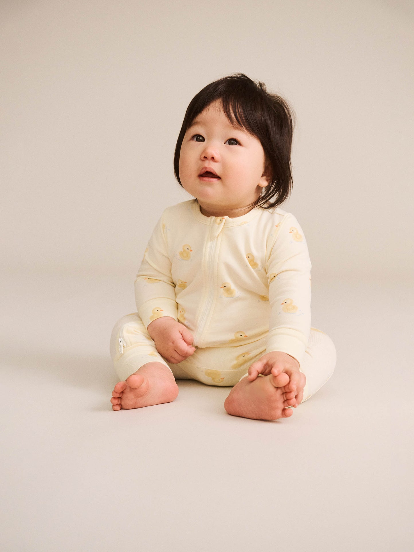 Huxbaby Rubber Ducky Zip Romper Butter