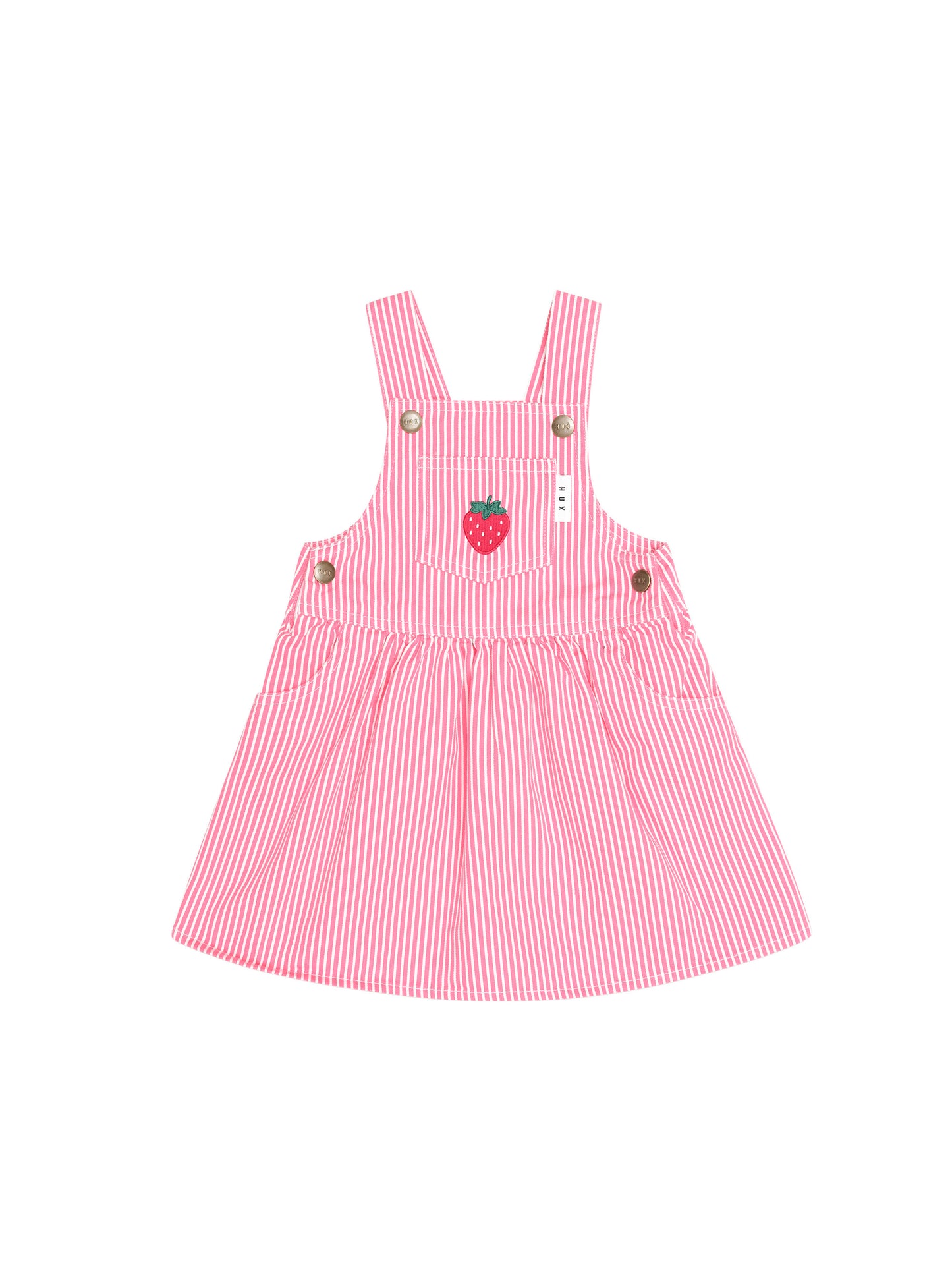 Huxbaby Strawberry Embroidery Stripe Pinafore