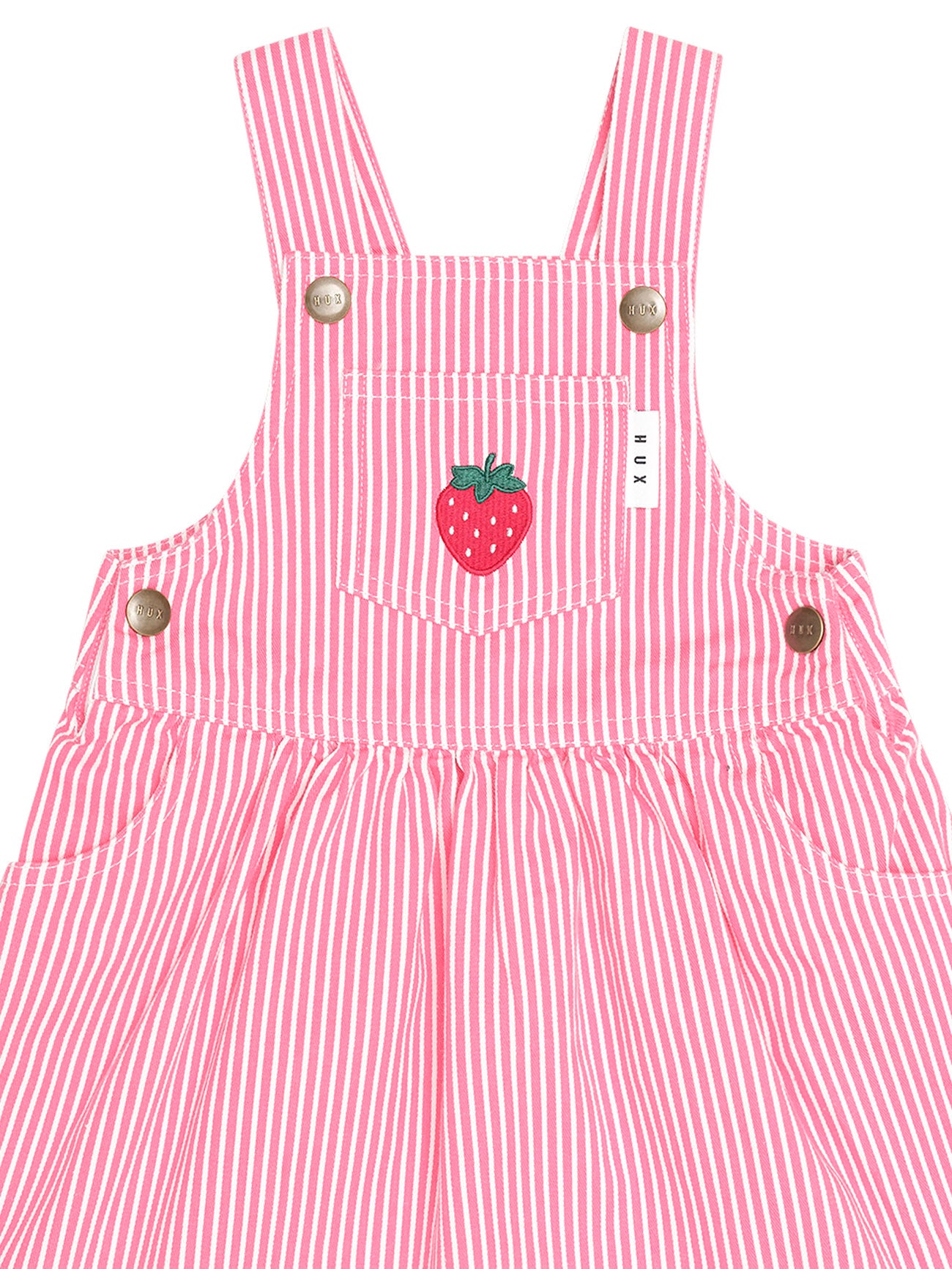 Huxbaby Strawberry Embroidery Stripe Pinafore