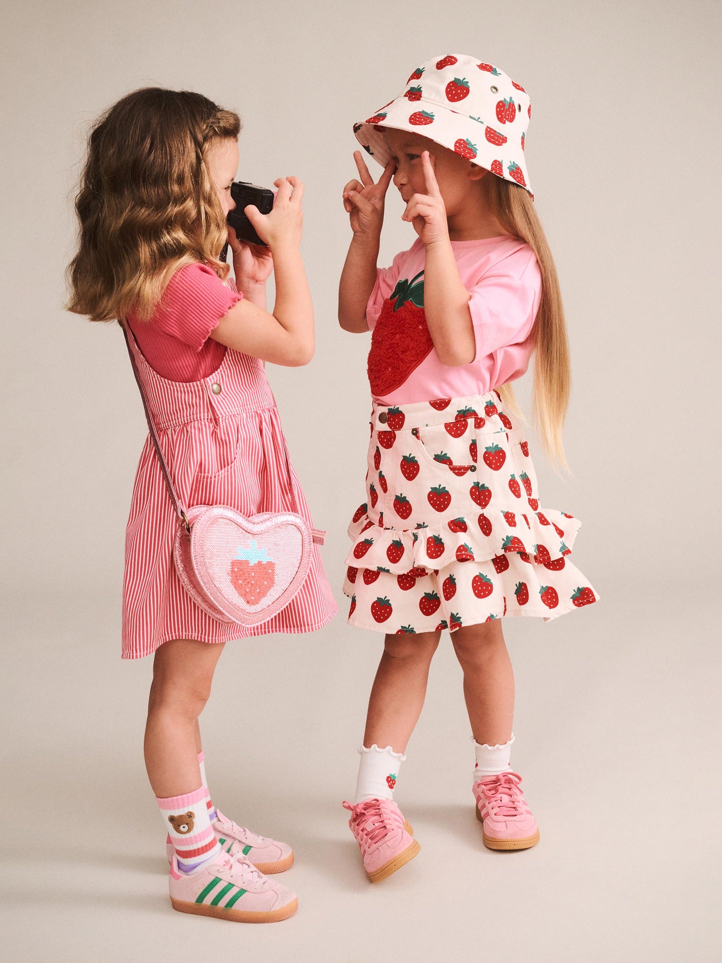 Huxbaby Strawberry Embroidery Stripe Pinafore