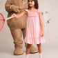 Huxbaby Floral Embroidery Stripe Dress Vintage Pink | Almond Milk