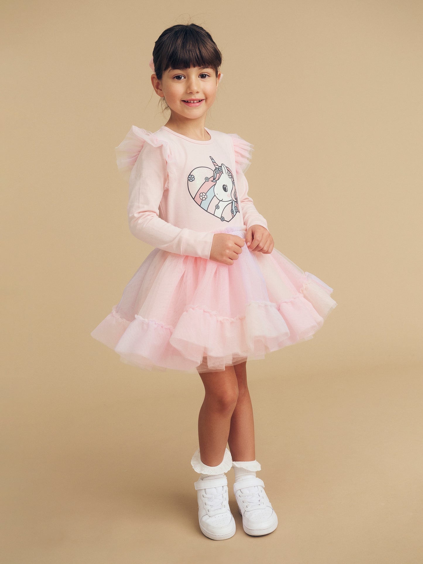 Huxbaby Loveheart Unicorn Ballet Dress Pink Pearl
