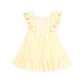 Huxbaby Flower Field Stripe Shirred Dress Golden | Almond Milk