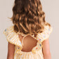 Huxbaby Flower Field Stripe Shirred Dress Golden | Almond Milk