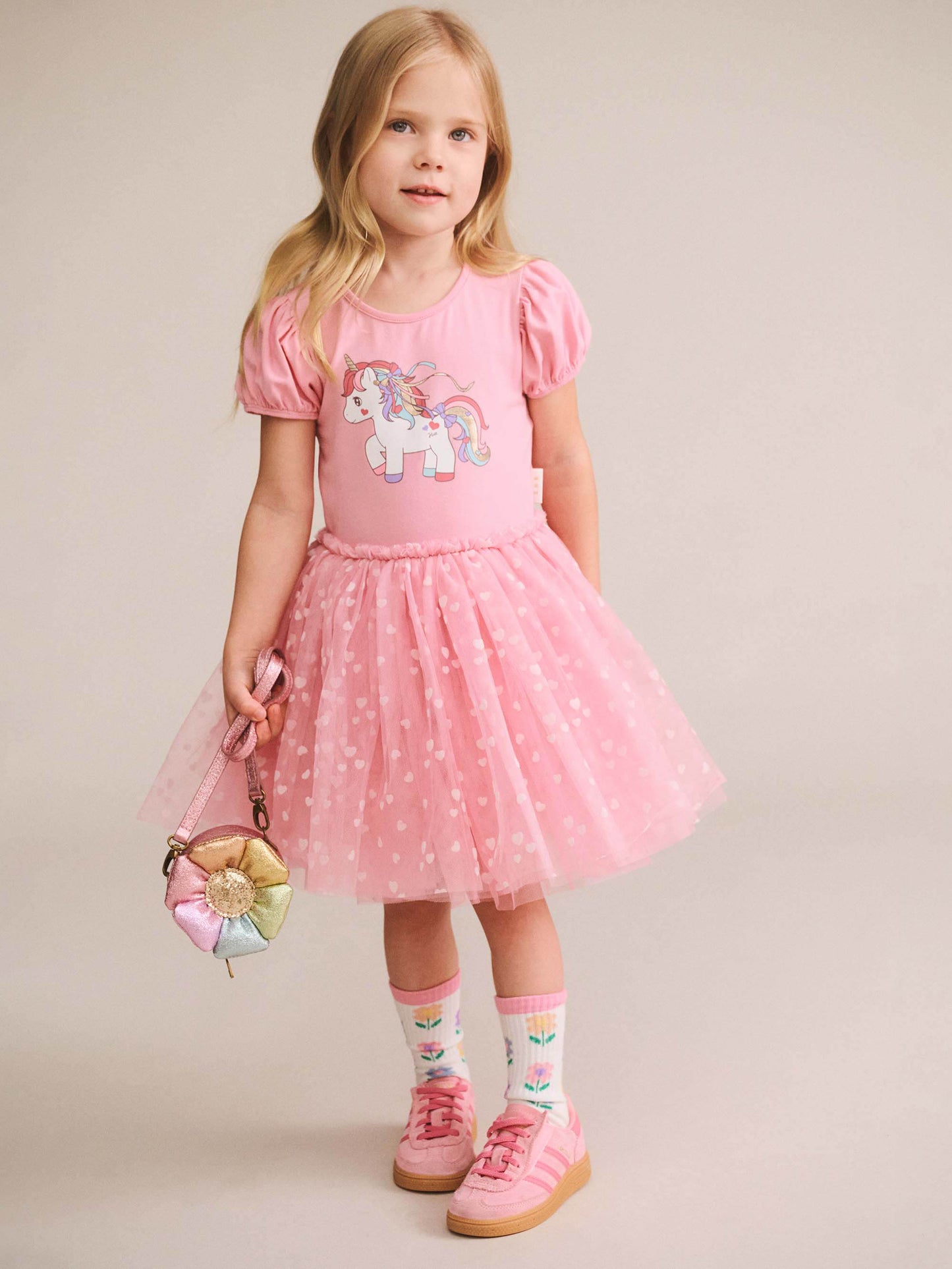 Huxbaby Magical Unicorn Puff Short Sleeve Dress