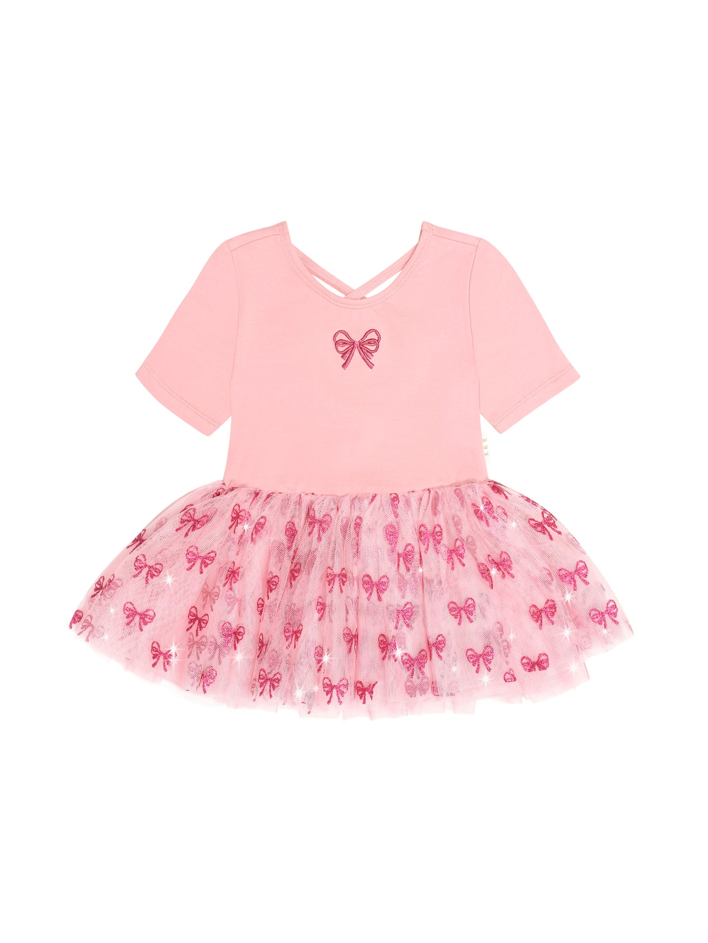 Huxbaby Glitter Bow Tutu Tulle Dress Vintage Pink