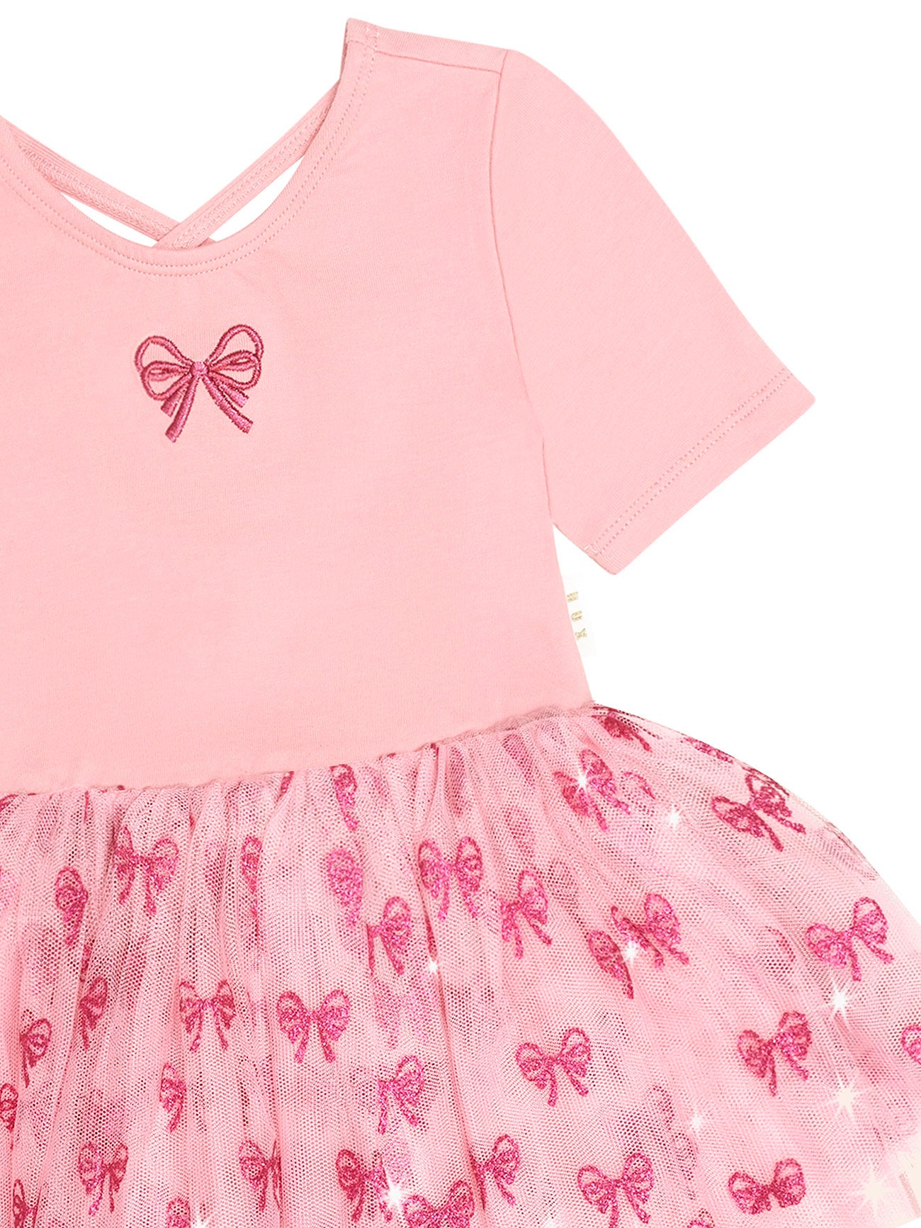 Huxbaby Glitter Bow Tutu Tulle Dress Vintage Pink