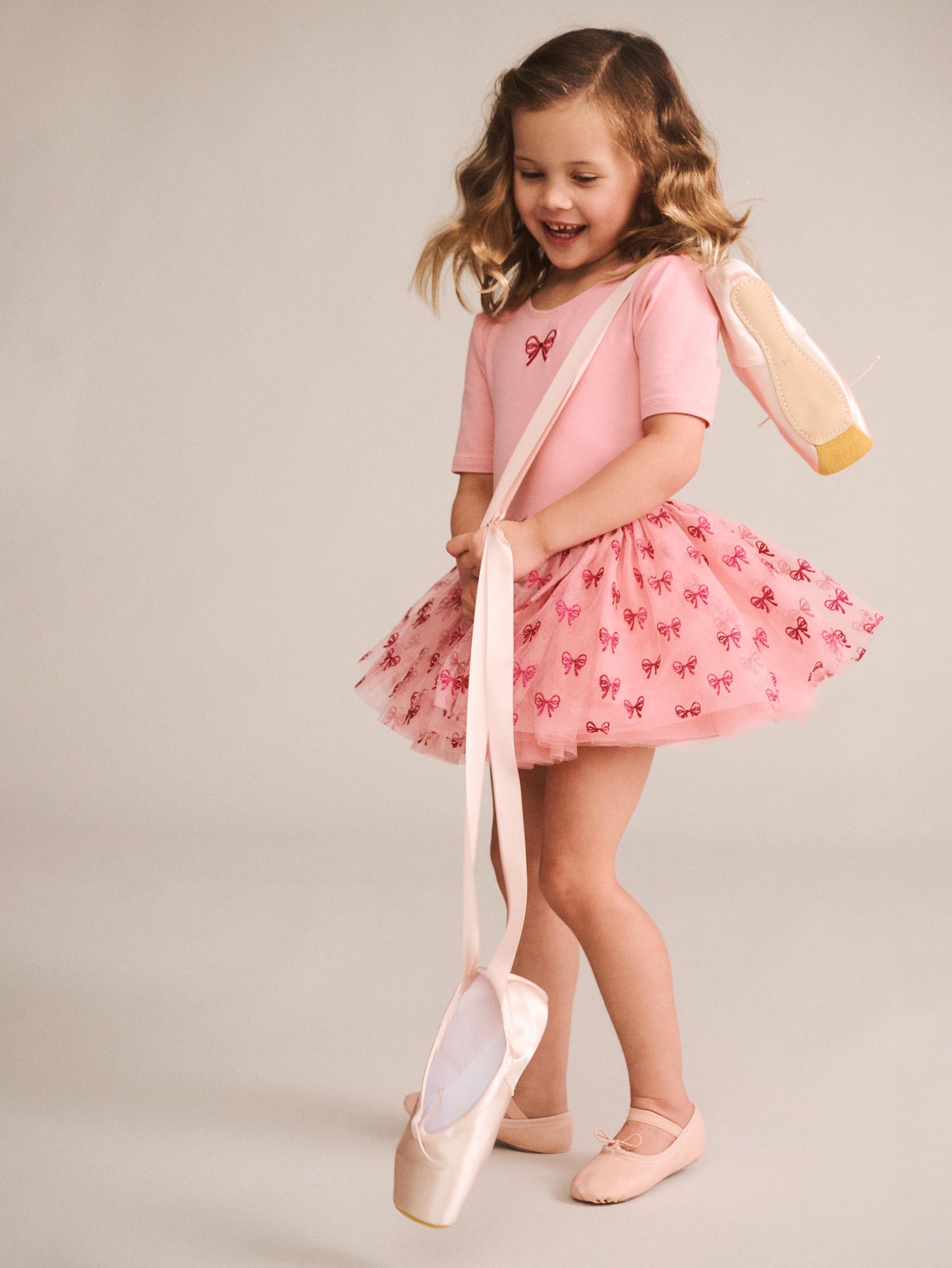 Huxbaby Glitter Bow Tutu Tulle Dress Vintage Pink