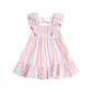 Huxbaby Rainbow Stripe Shirred Frill Dress