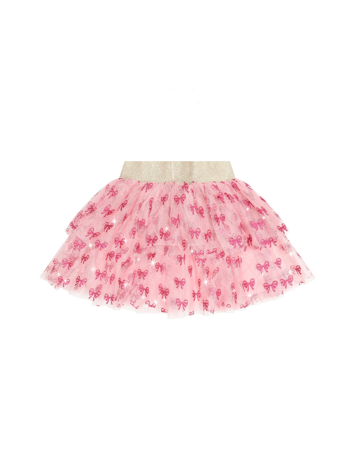 Huxbaby Glitter Bow Tiered Skirt Vintage Pink