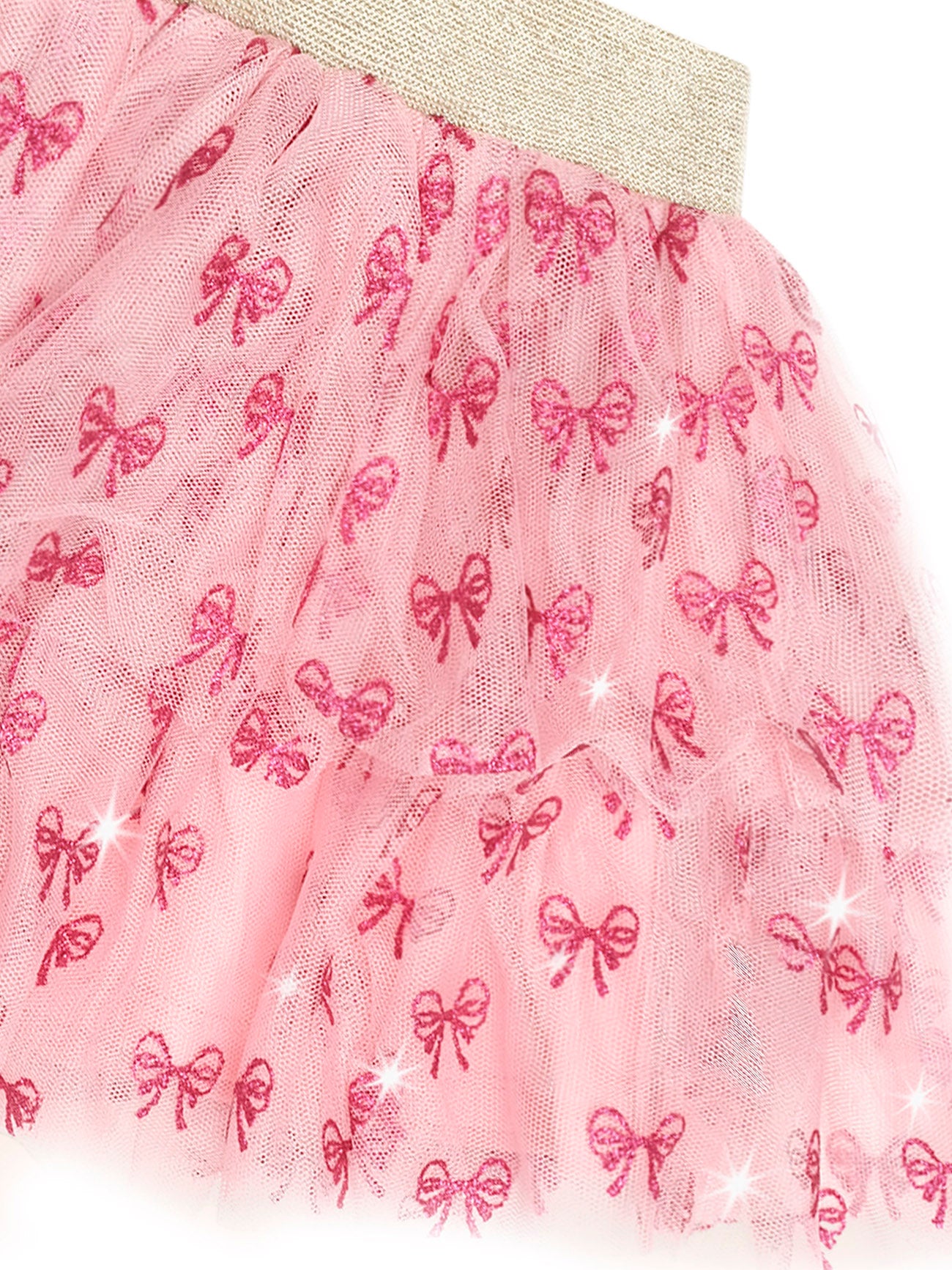 Huxbaby Glitter Bow Tiered Skirt Vintage Pink