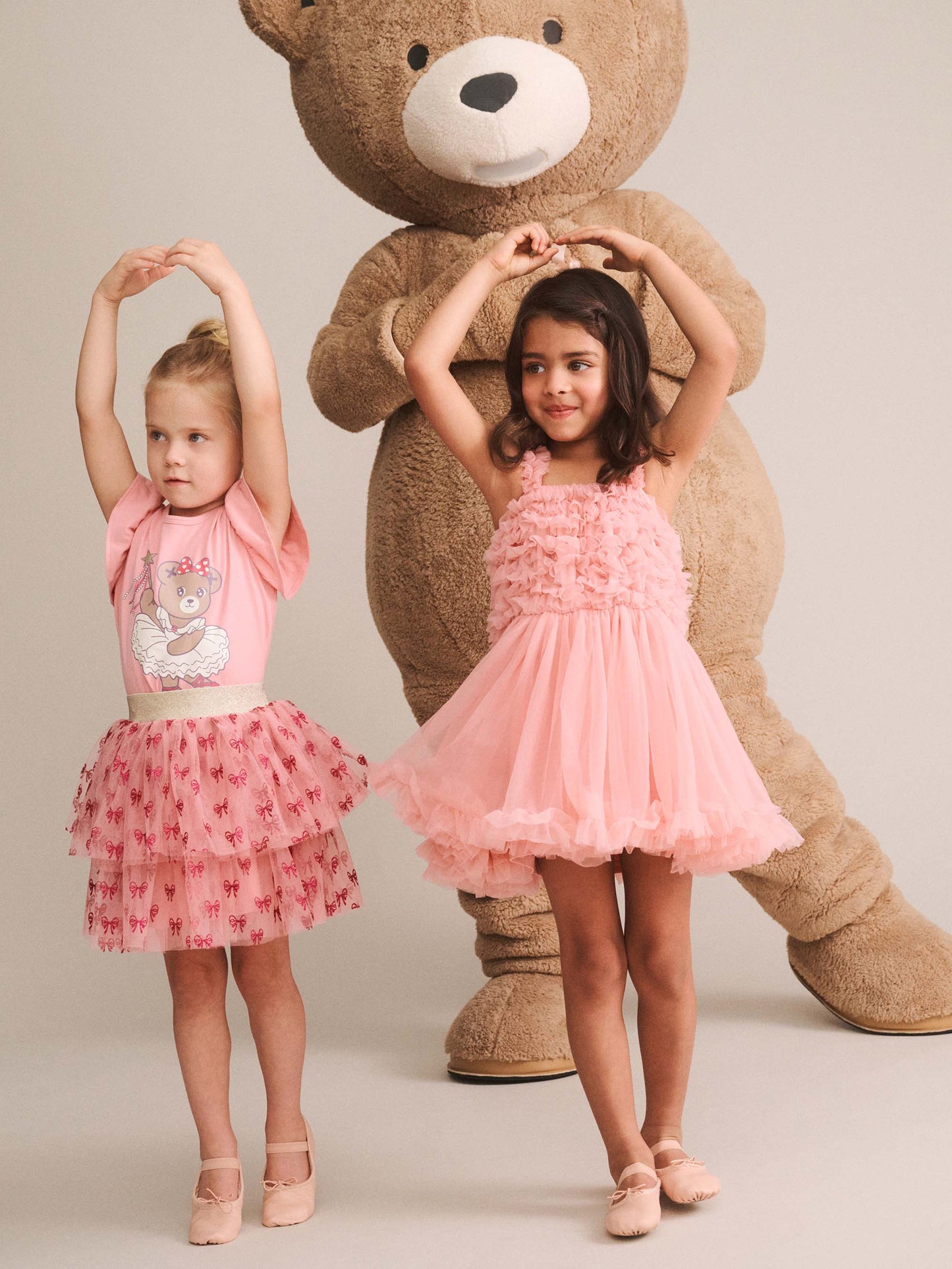 Huxbaby Glitter Bow Tiered Skirt Vintage Pink
