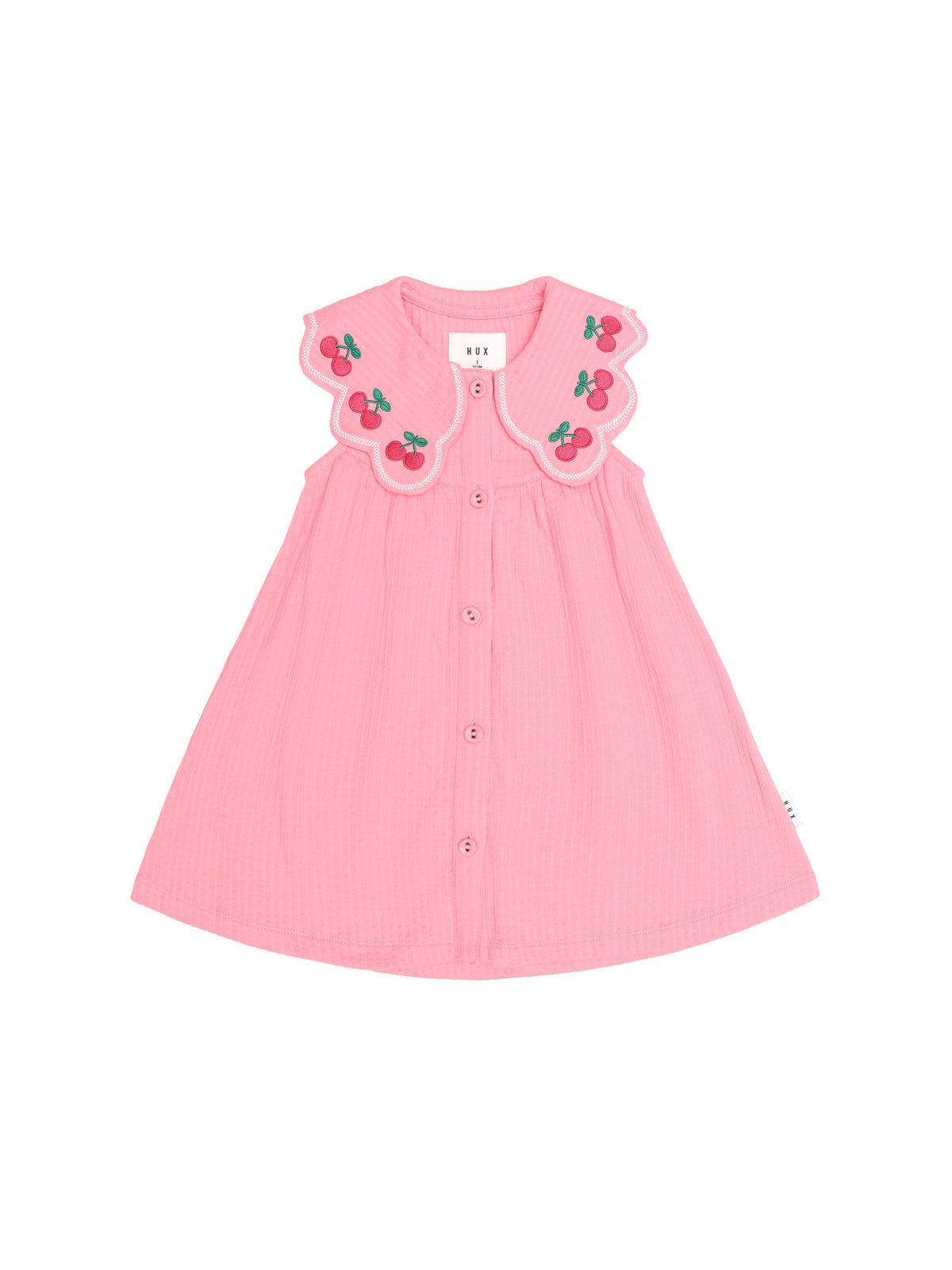 Huxbaby Cherry Embroidery Collar Dress