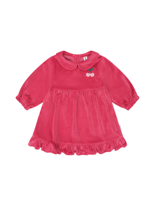 Huxbaby Very Cherry Velour Collar Dress