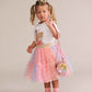Huxbaby Rainbow Flocked Hearts Tiered Skirt