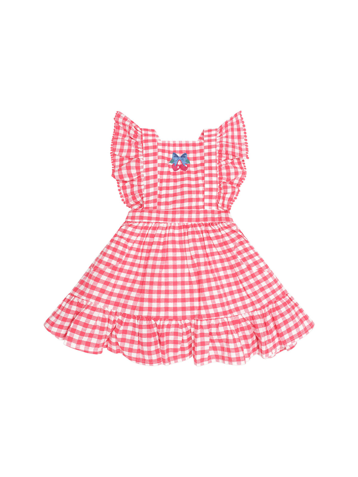 Huxbaby Cherry Bow Gingham Pinafore