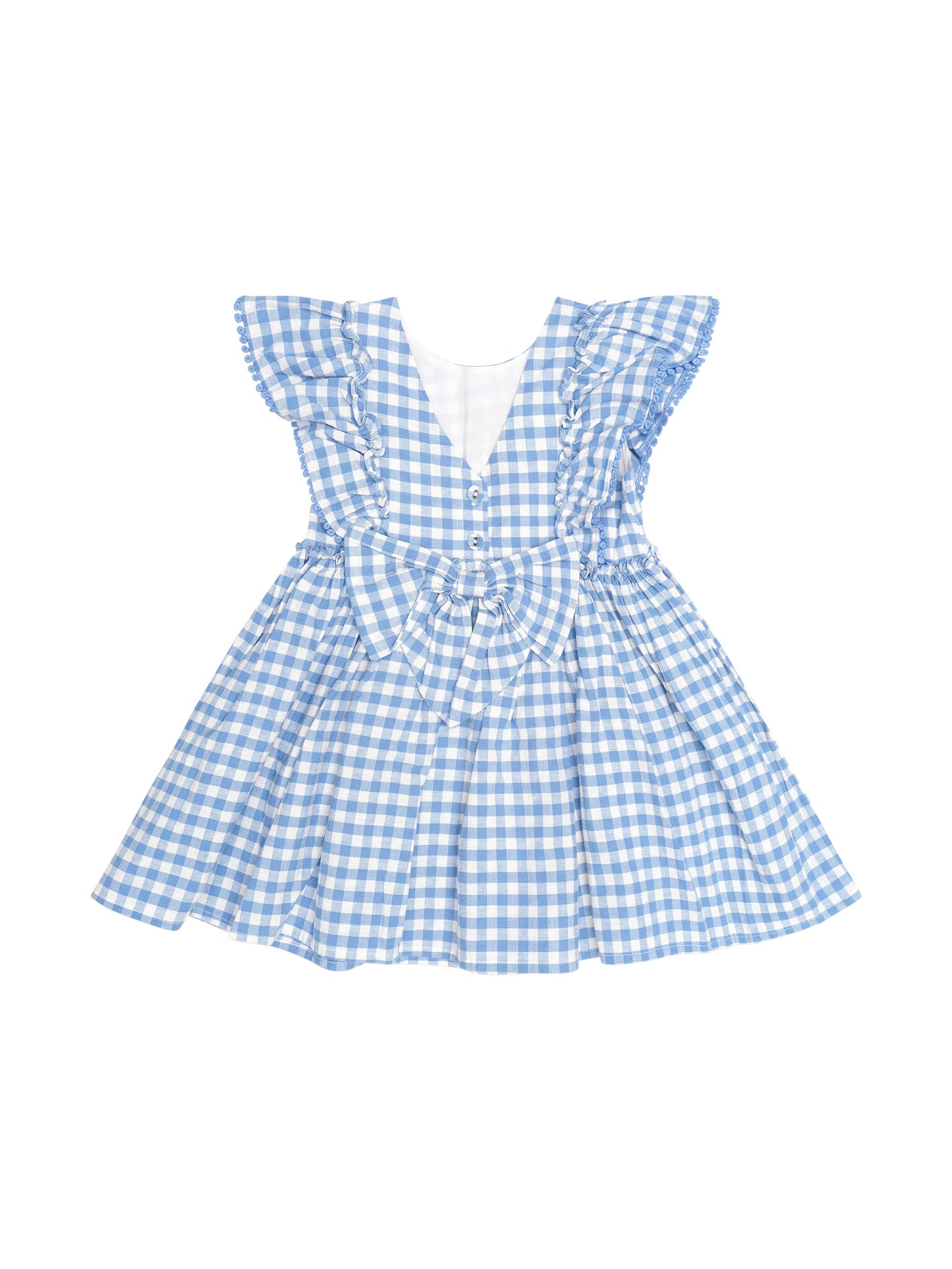 Huxbaby Dusty Blue Gingham Bow Dress