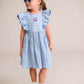 Huxbaby Dusty Blue Gingham Bow Dress