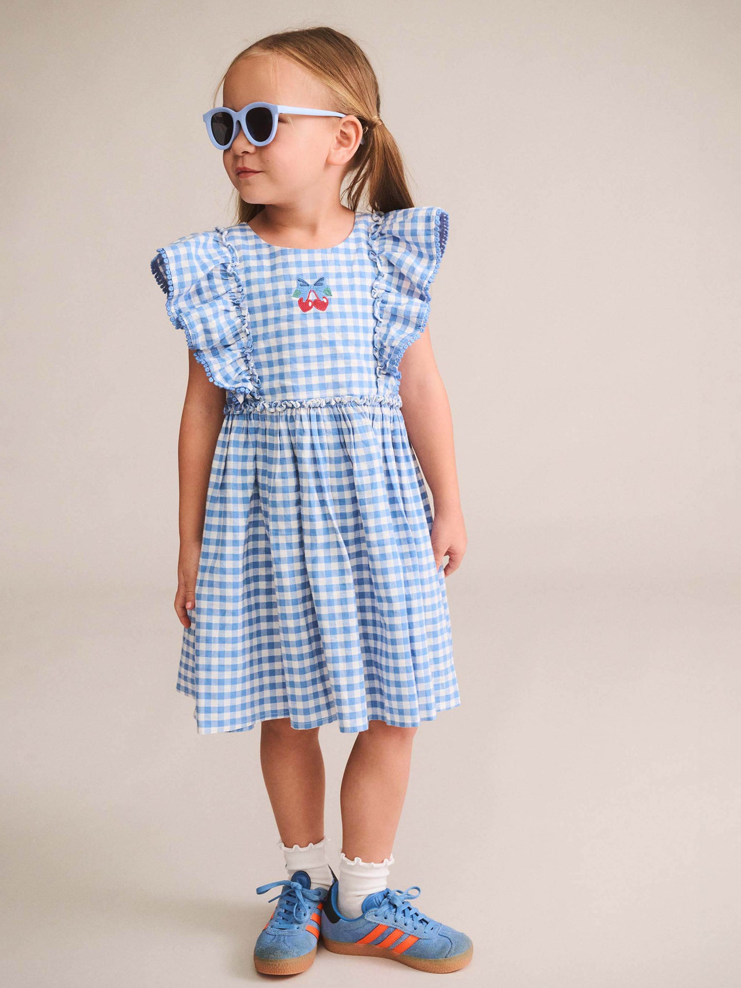 Huxbaby Dusty Blue Gingham Bow Dress