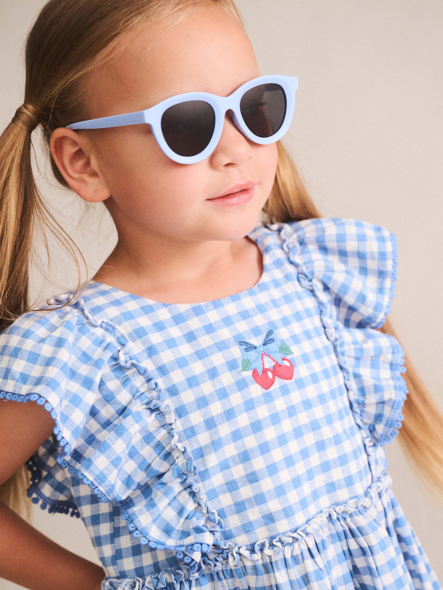 Huxbaby Dusty Blue Gingham Bow Dress