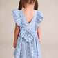 Huxbaby Dusty Blue Gingham Bow Dress