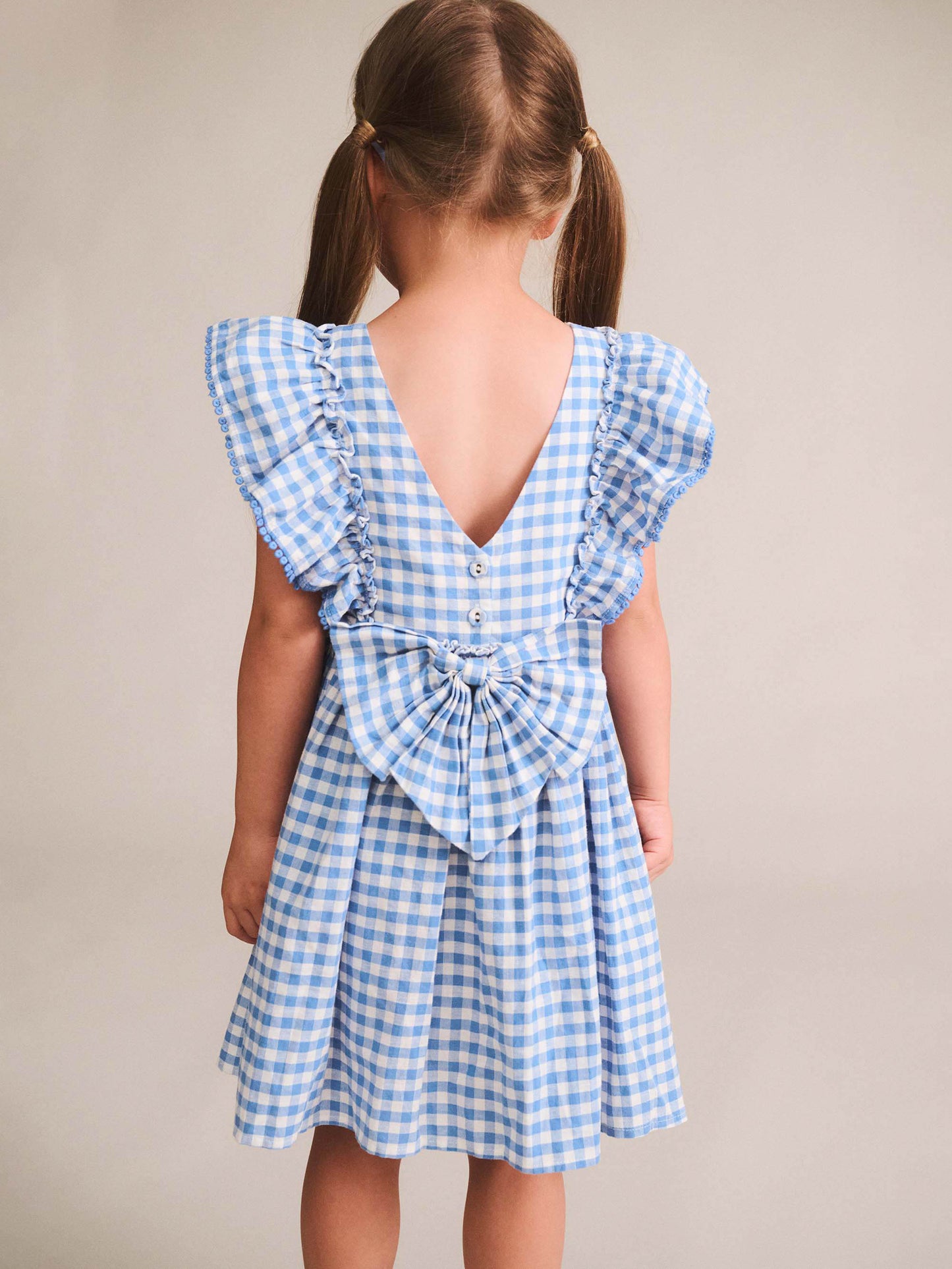 Huxbaby Dusty Blue Gingham Bow Dress