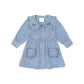 Huxbaby Vintage Bow Collar Denim Dress