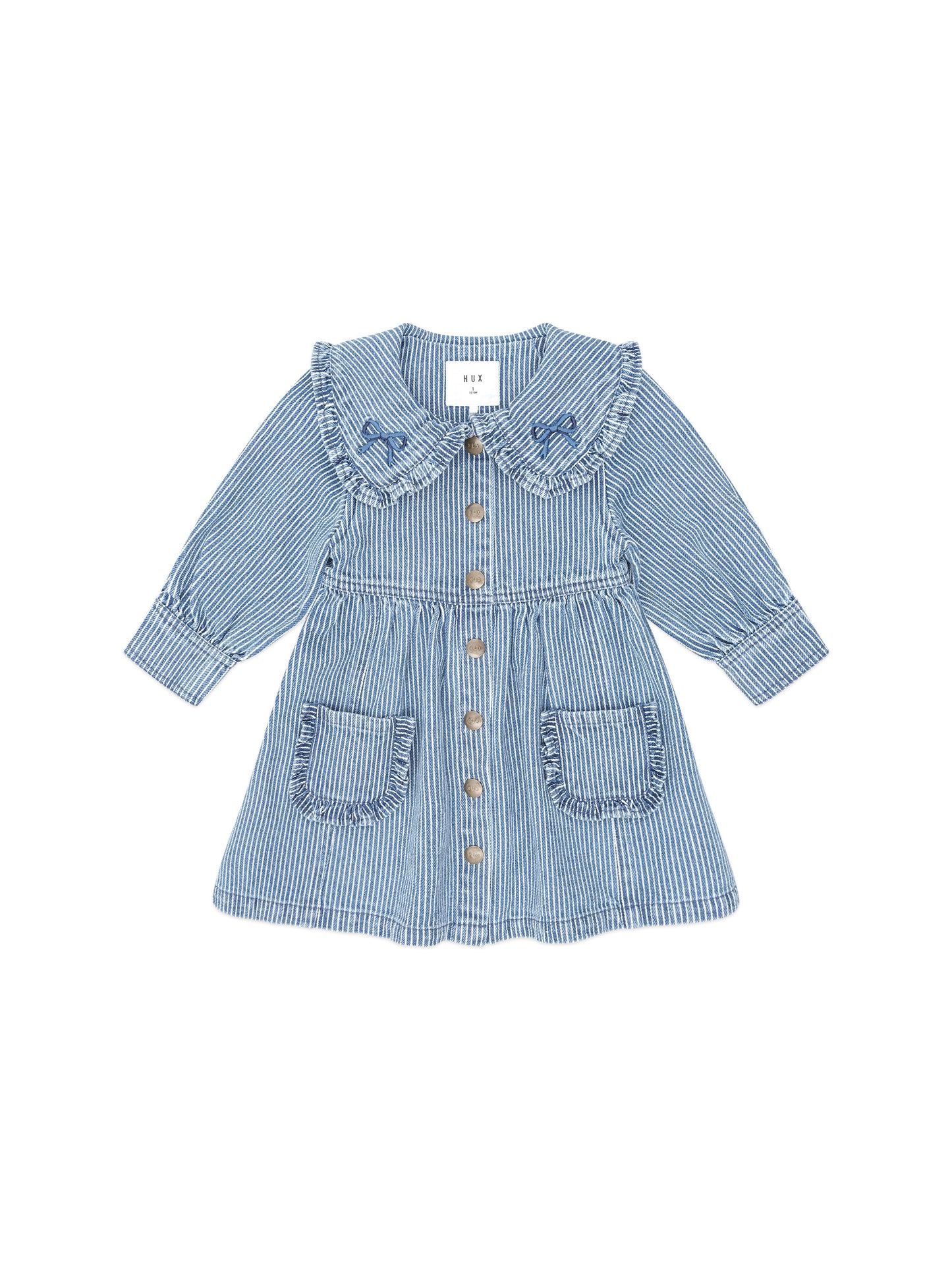 Huxbaby Vintage Bow Collar Denim Dress