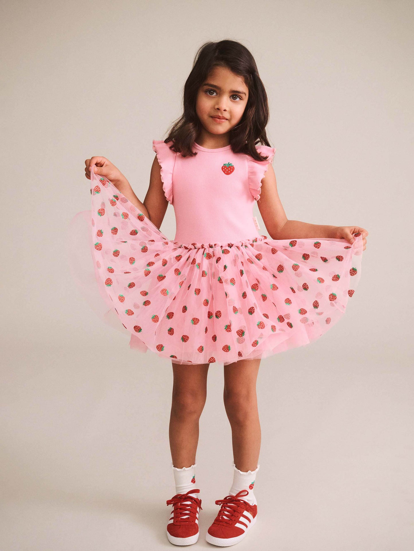 Huxbaby Strawberry Embroidery Tulle Dress