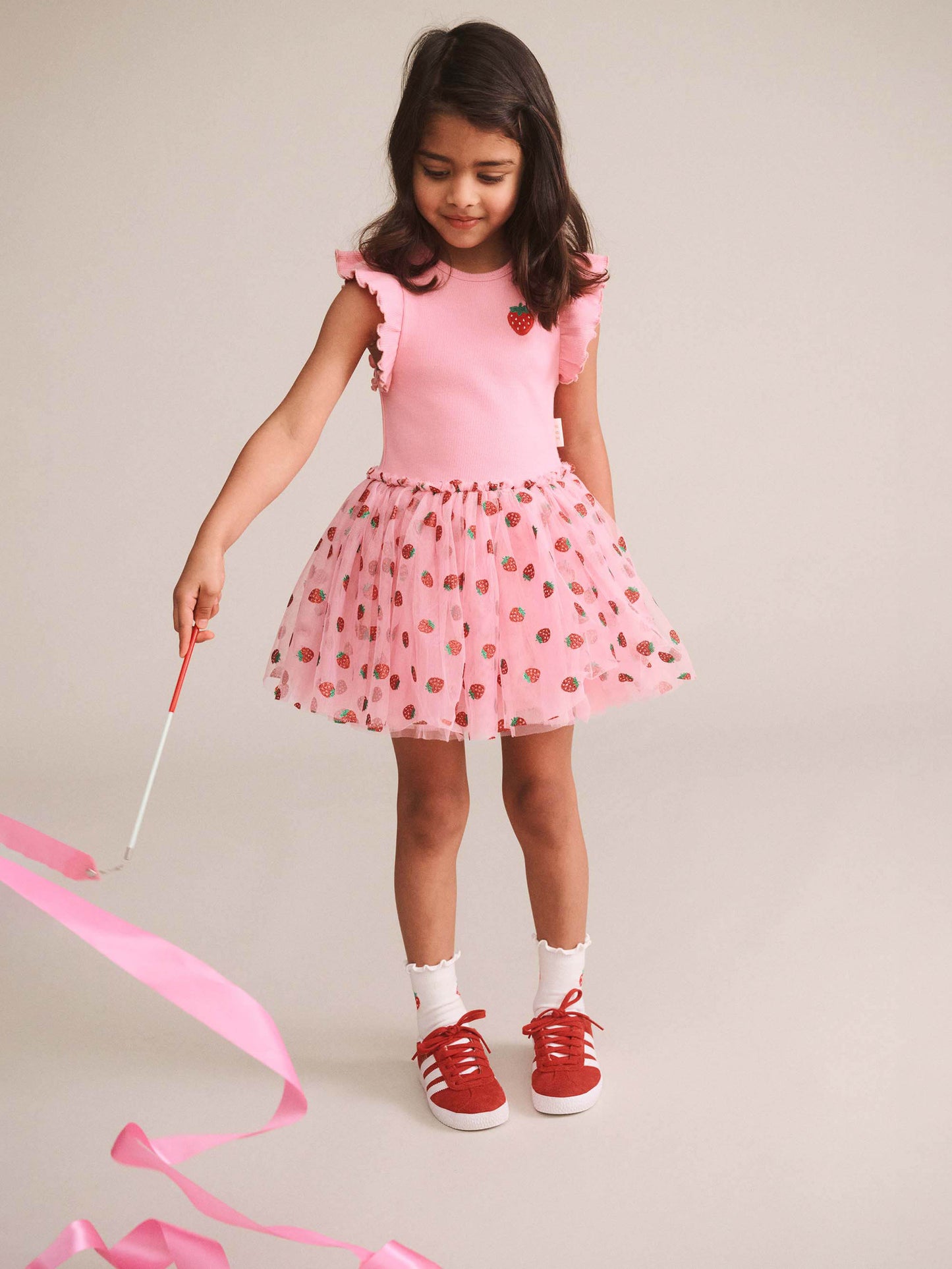 Huxbaby Strawberry Embroidery Tulle Dress