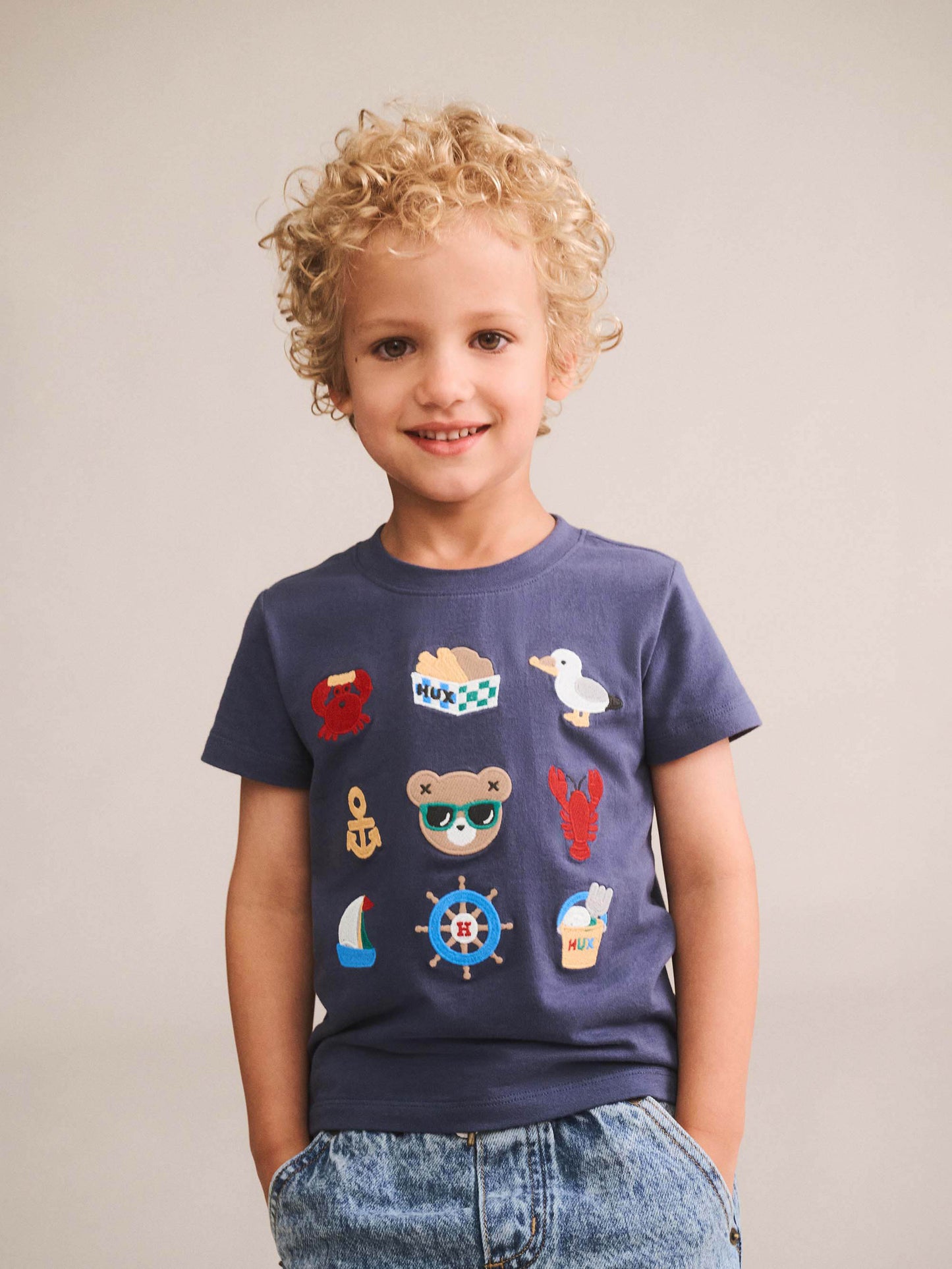 Huxbaby 9 Nautical Embroidery Tee Ink