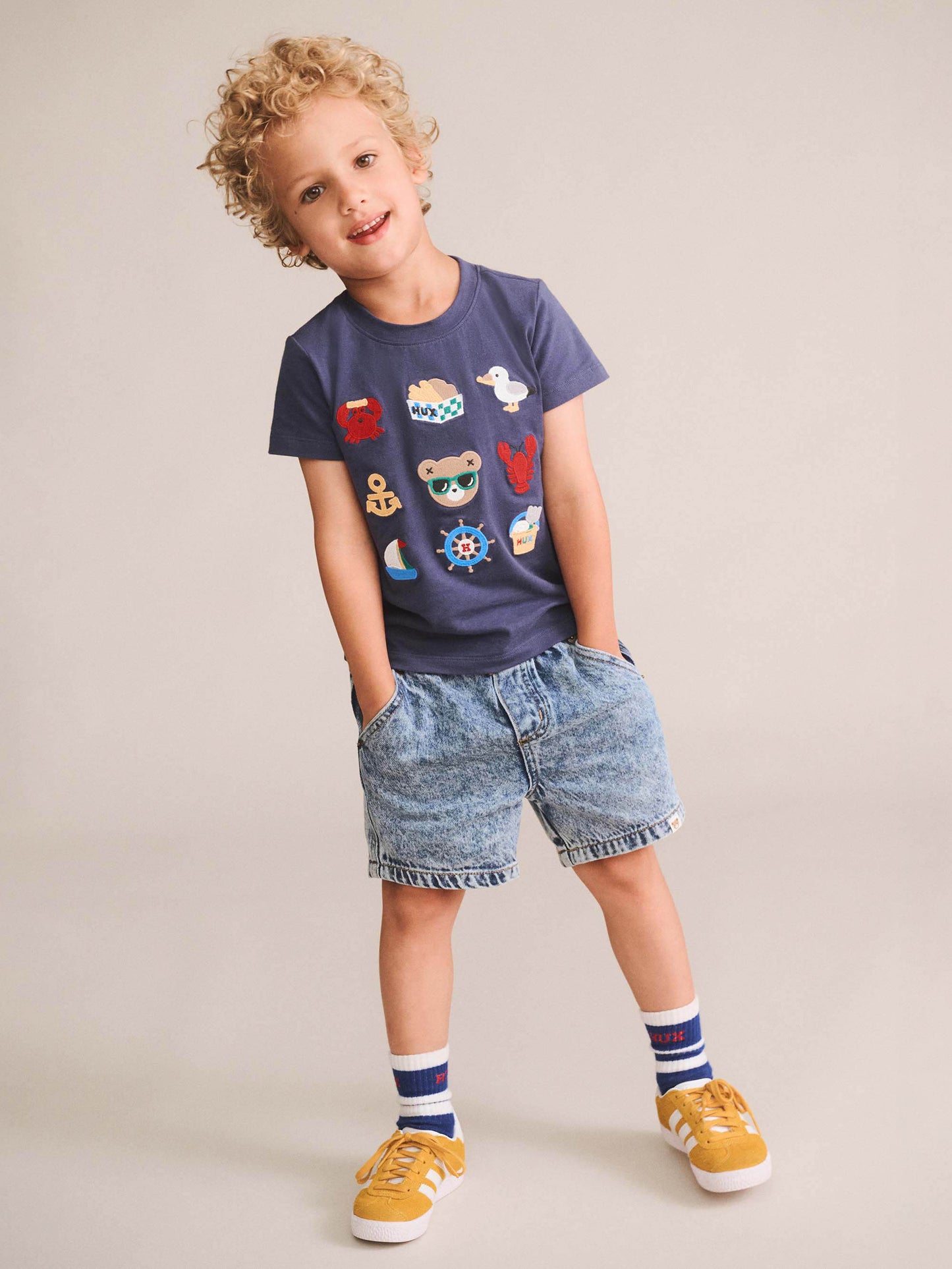 Huxbaby 9 Nautical Embroidery Tee Ink