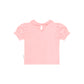 Huxbaby Floral Collar Puff Short Sleeve Tee Vintage Pink