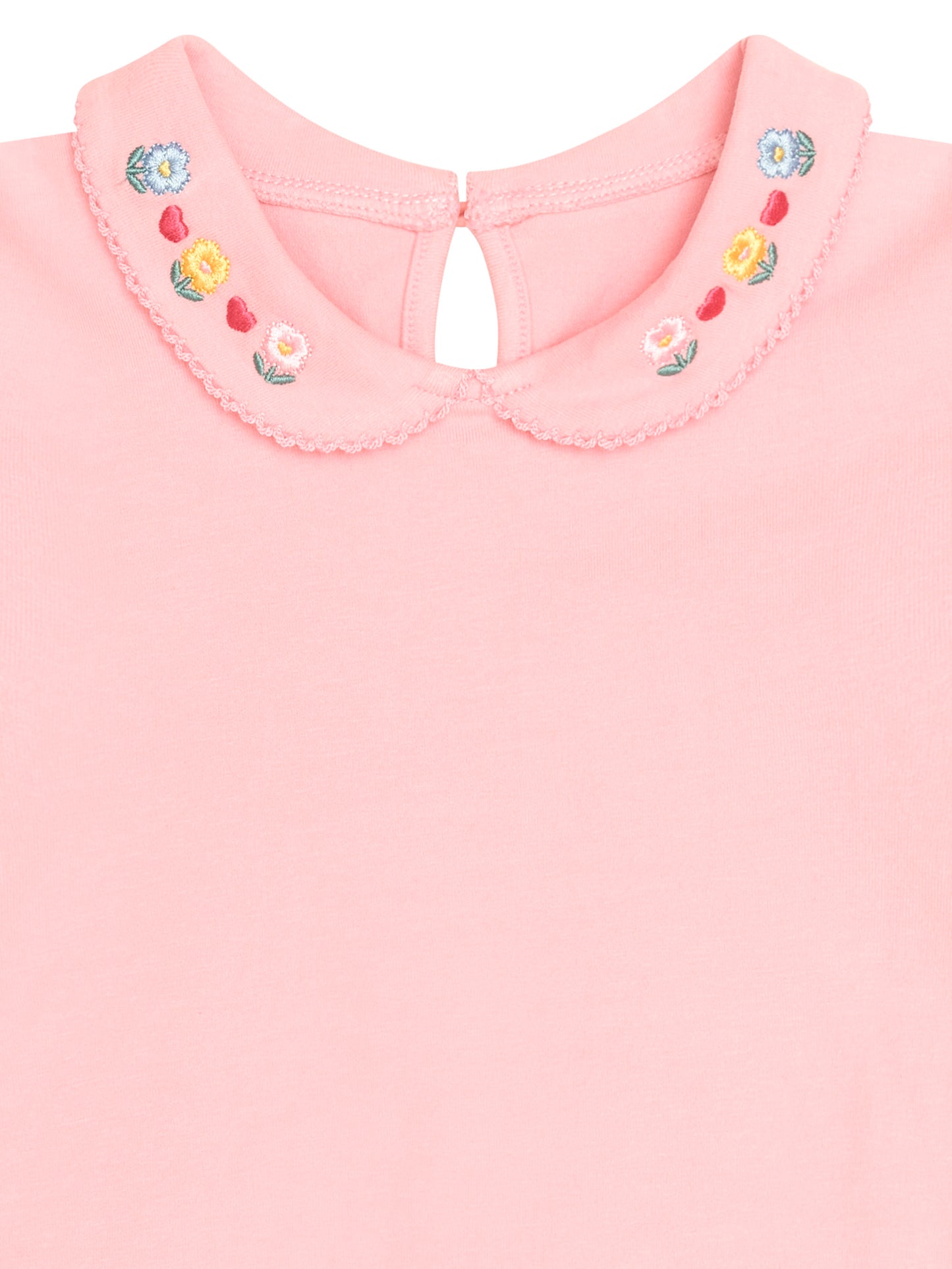 Huxbaby Floral Collar Puff Short Sleeve Tee Vintage Pink
