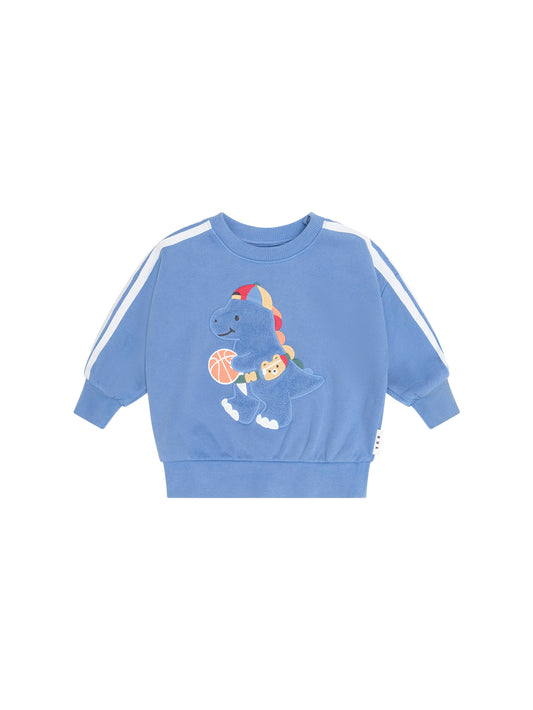 Huxbaby Baller Dino Sporty Stripe Sweatshirt Vintage Blue