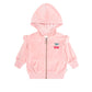 Huxbaby Cherry Embroidery Velour Zip Hoodie Vintage Pink