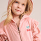 Huxbaby Cherry Embroidery Velour Zip Hoodie Vintage Pink