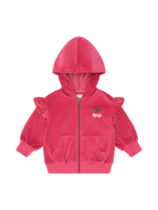 Huxbaby Very Cherry Velour Zip Hoodie