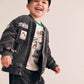Huxbaby Black Knit Denim Patches Jacket