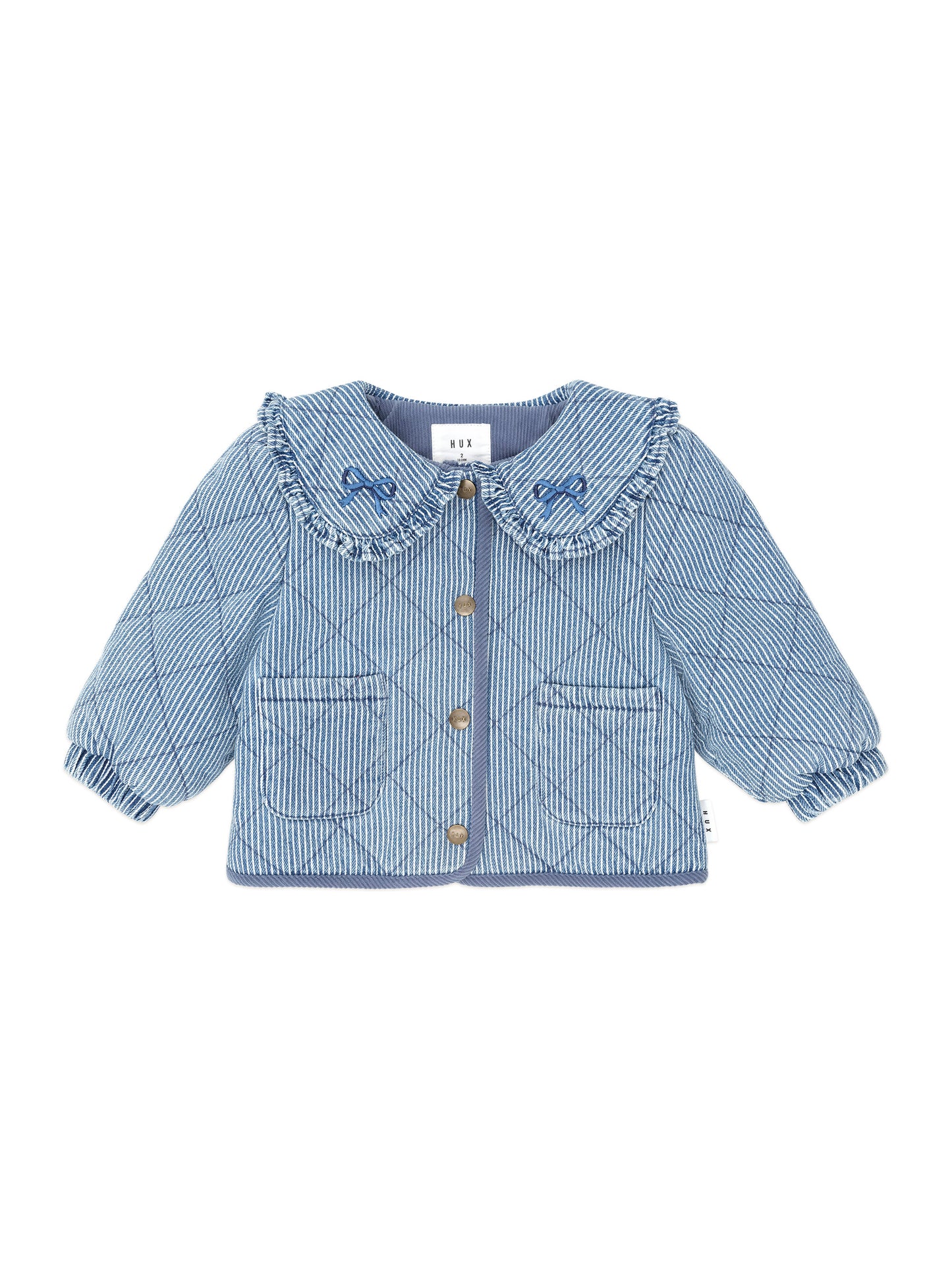 Huxbaby Vintage Bow Collar Denim Jacket