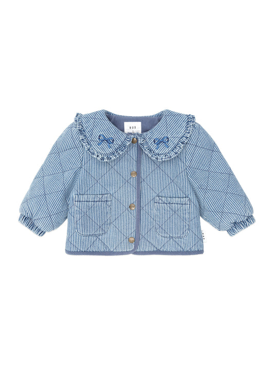 Huxbaby Vintage Bow Collar Denim Jacket